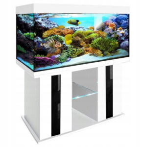 szafka pod akwarium 120x40x60 prosta półka z szybą biała