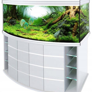 szafka pod akwarium 100x50x80 3 półki szklane pasek biała