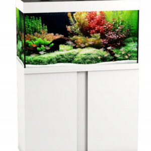 Szafka pod akwarium 80x35x70 cm prosta biała pasek pionowy biała