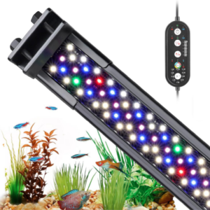 Wodoszczelna lampa LED RGB FG187 zamontowana na akwarium